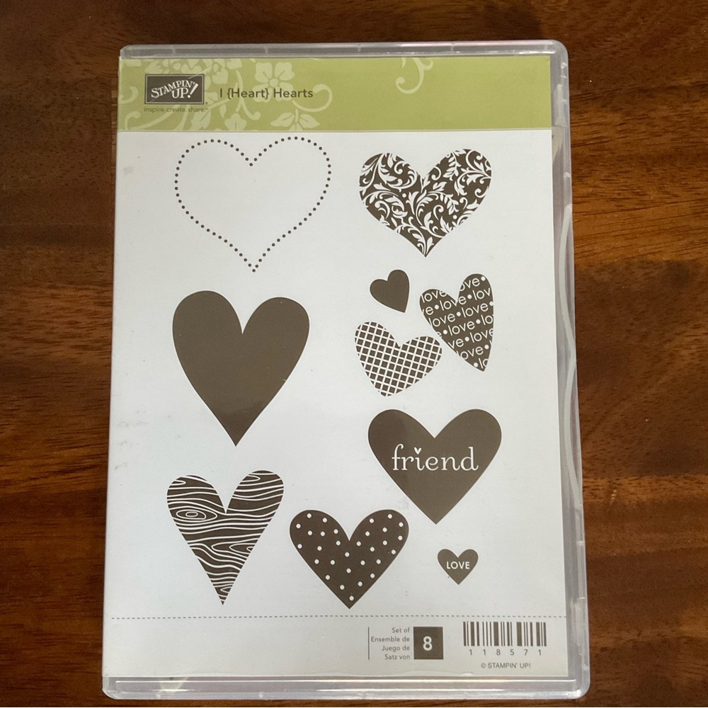 Stampin Up! I (Heart) Hearts set of 8 clear mount stamp set